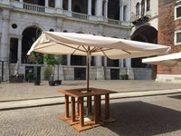 Ombrellone da Giardino 3,5x3,5 m Palo Ø60 mm in Legno Telo in Acrilico con Balza Danieli Bangkok Ecrù