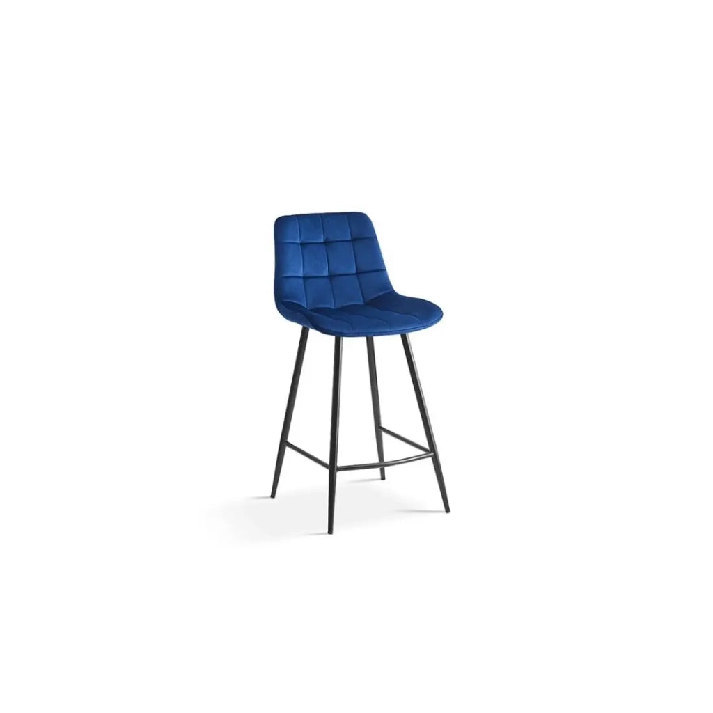 Sedia da banco JUTE – Velluto blu – Stile contemporaneo H95 cm