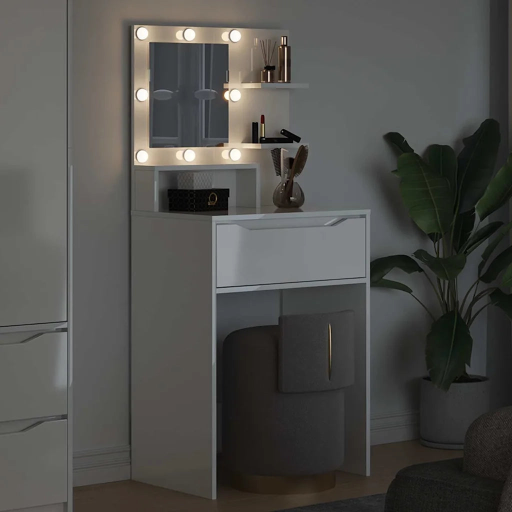 Tavoli da Trucco per Camera da Letto con cassetto Bianco Lucido