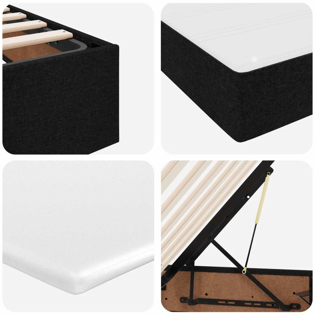 Letto con contenitore e materasso Nero 200 x 200 cm Poliestere 3370250