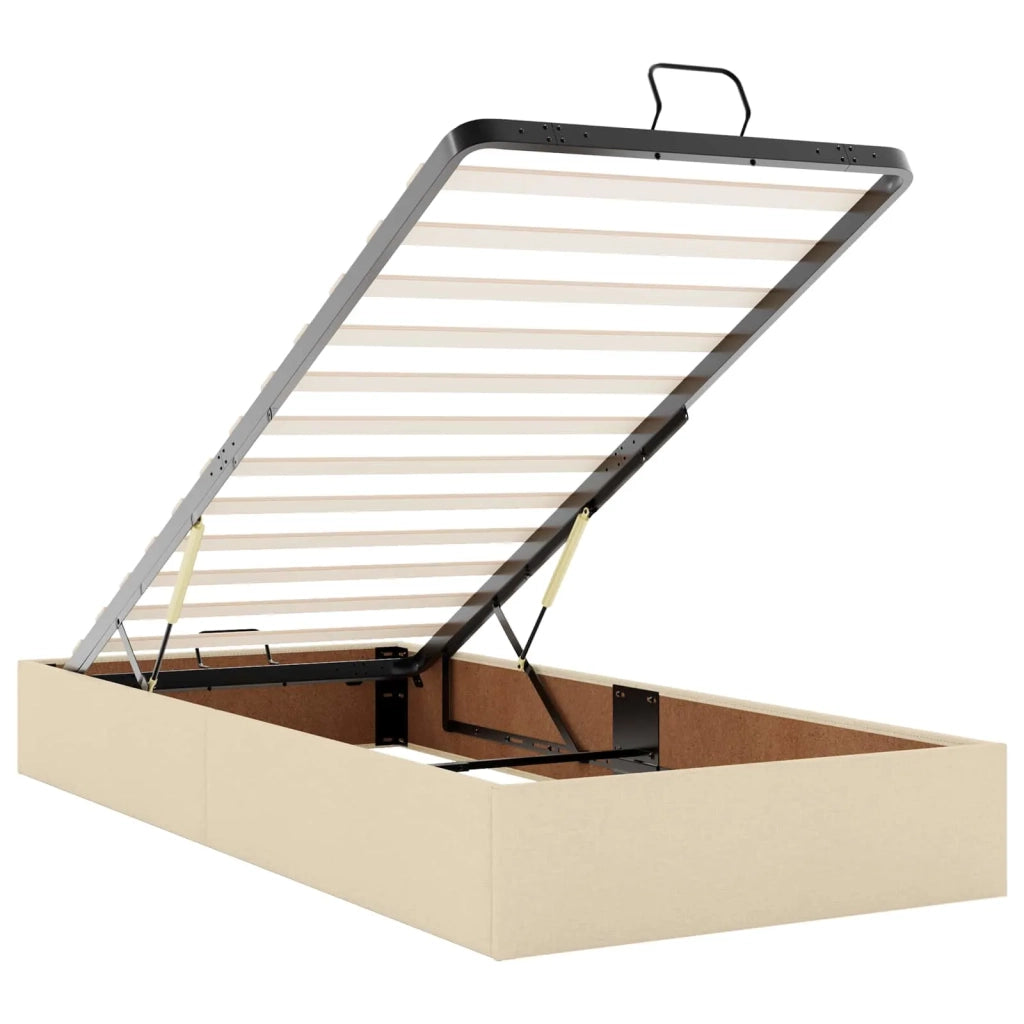 Letto ottomano con materasso Crema 90 x 190 cm Tessuto 3456293