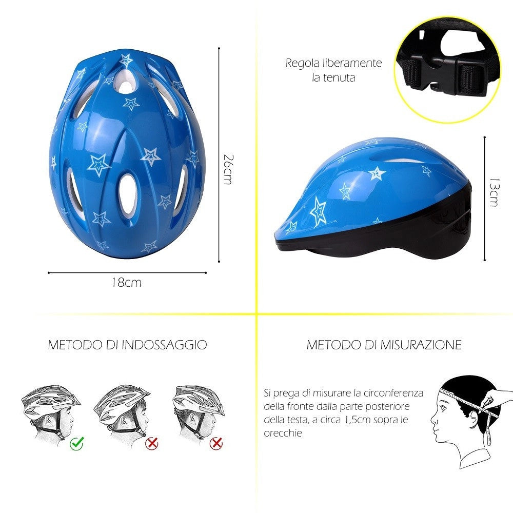 Trade Shop - Casco Da Bambino Per Bici Bicicletta Con Chiusura Regolabile Vari Colori Xc-1691 -