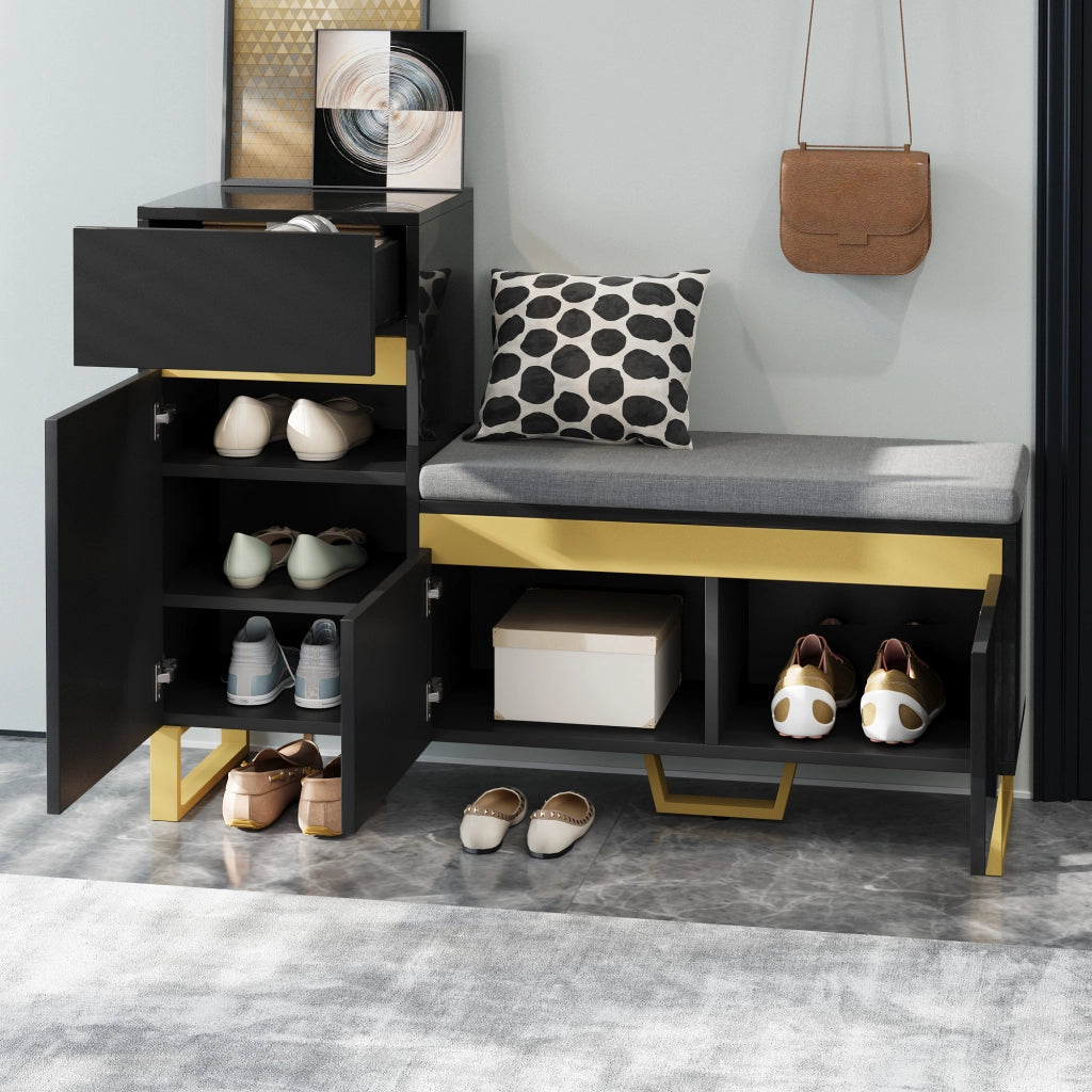Scarpiera capiente per l'ingresso, mobile contenitore a pi¨´ ripiani, mobile per ingresso moderno e minimalista, organizer per la casa con cassetti e