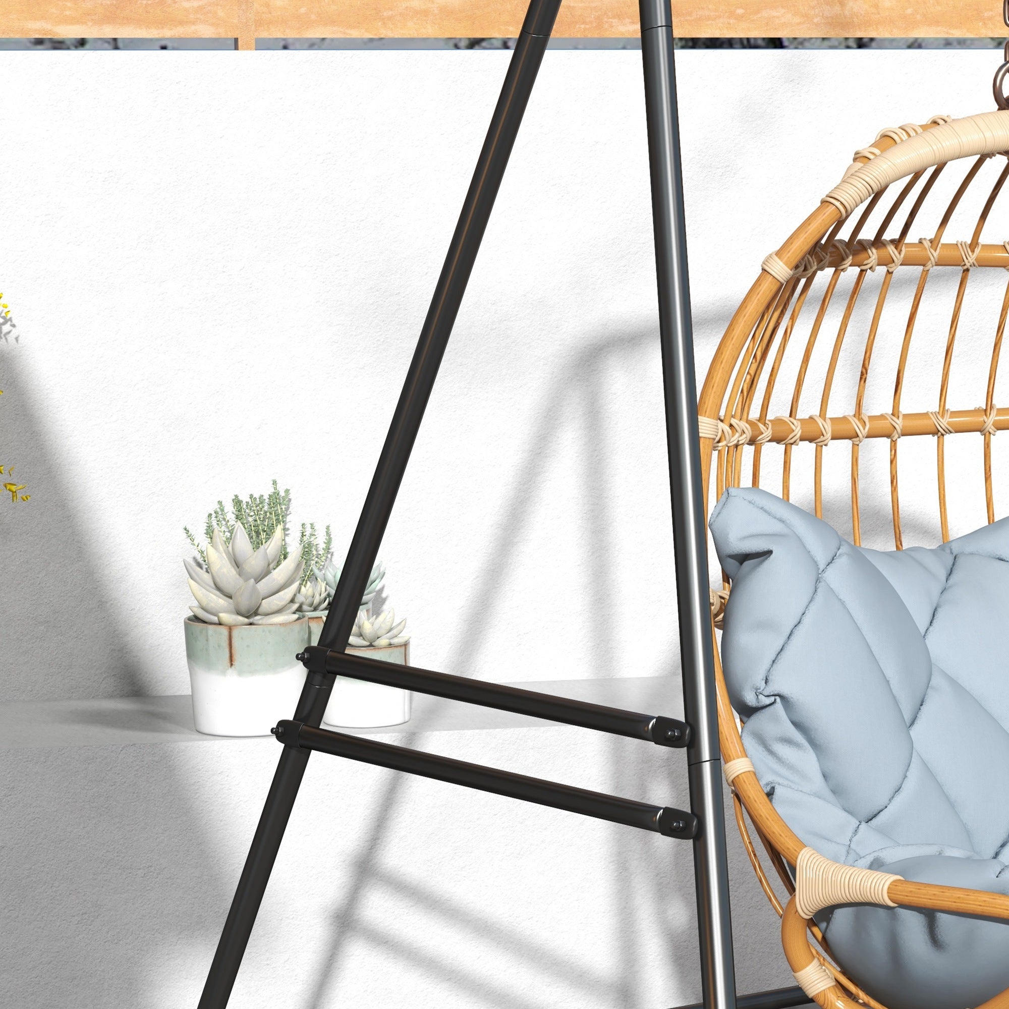 Struttura di Supporto per Amaca e Poltrona a Uovo 178x143x180 cm con Gambe ad A e Agganci Singoli e Doppi in Acciaio