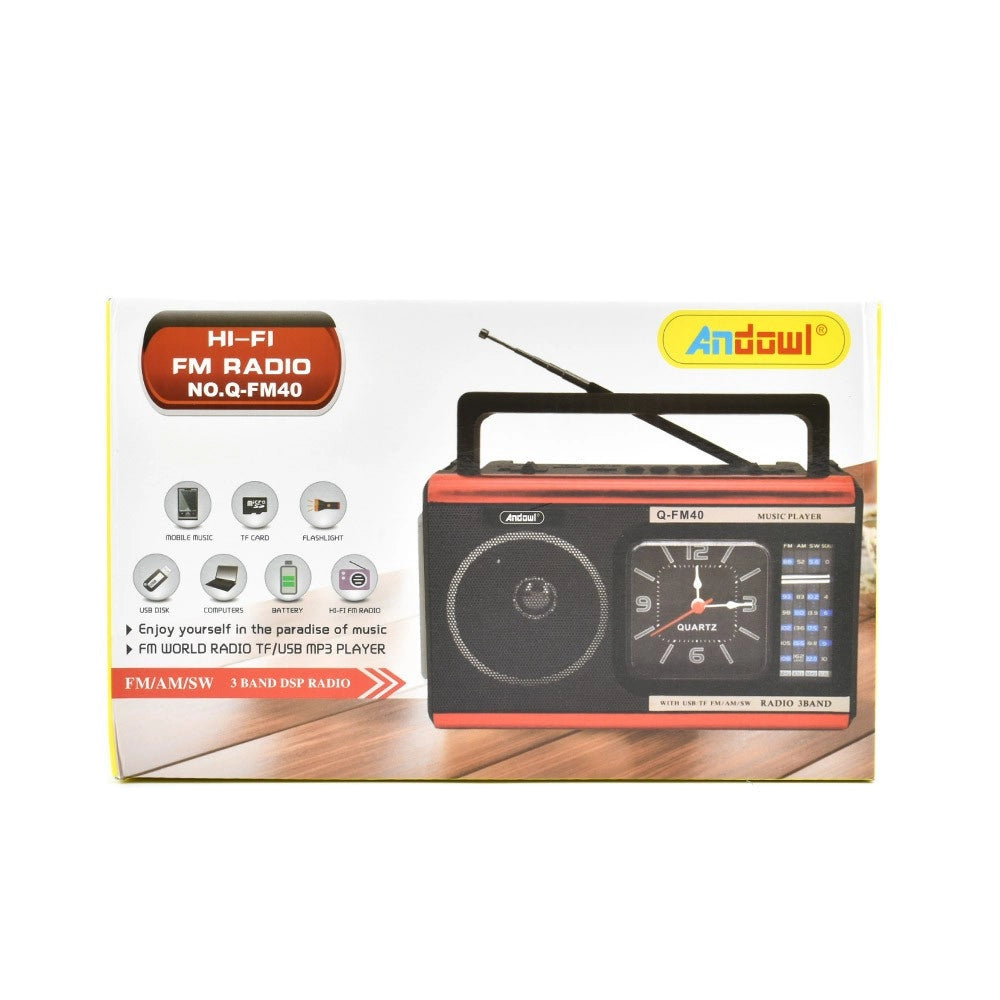 Trade Shop - Radio Portatile A Batteria Usb Sveglia Q-fm40 Altoparlante Bluetooth Con Torcia -
