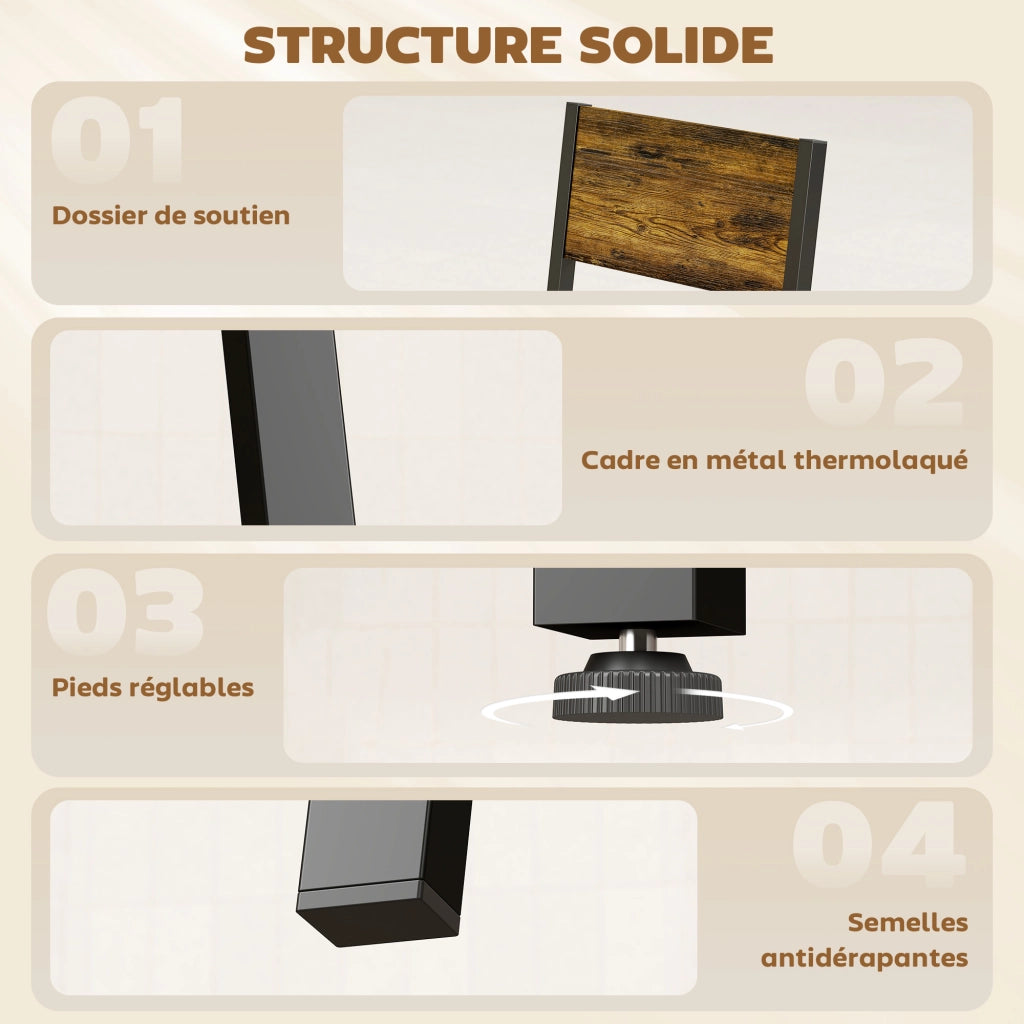 Set tavolo da pranzo con 4 sedie ¨C Xylo ¨C gambe metallo, legno marrone rustico