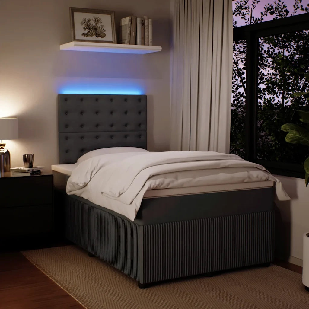 Giroletto a Molle con Materasso Grigio Scuro 120x190 cm Velluto 3294599