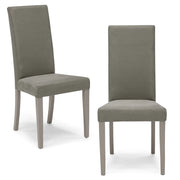 Set 2 sedie imbottite per sala da pranzo EDI NEW, 100% MADE IN ITALY, design moderno, rivestimento in tessuto idrorepellente effetto camoscio colore Grigio, gambe in legno in tinta