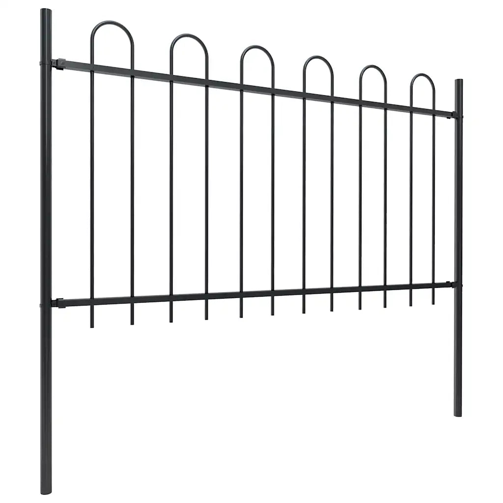 Recinzione da Giardino con Parte Superiore ad Anello in Acciaio 671x100 cm Nero 277659