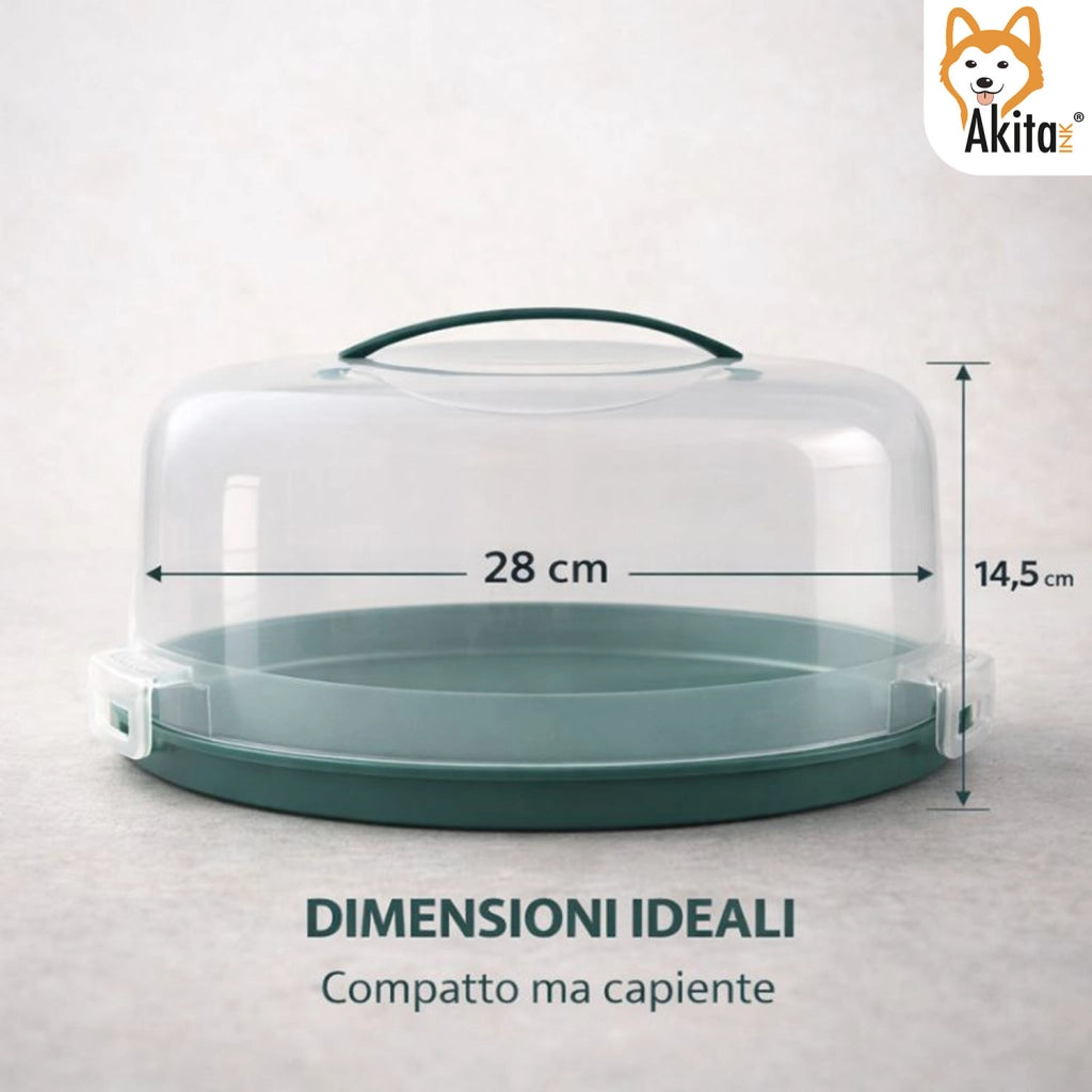 Akitaink Porta Torta con Coperchio e Manico 28 cm