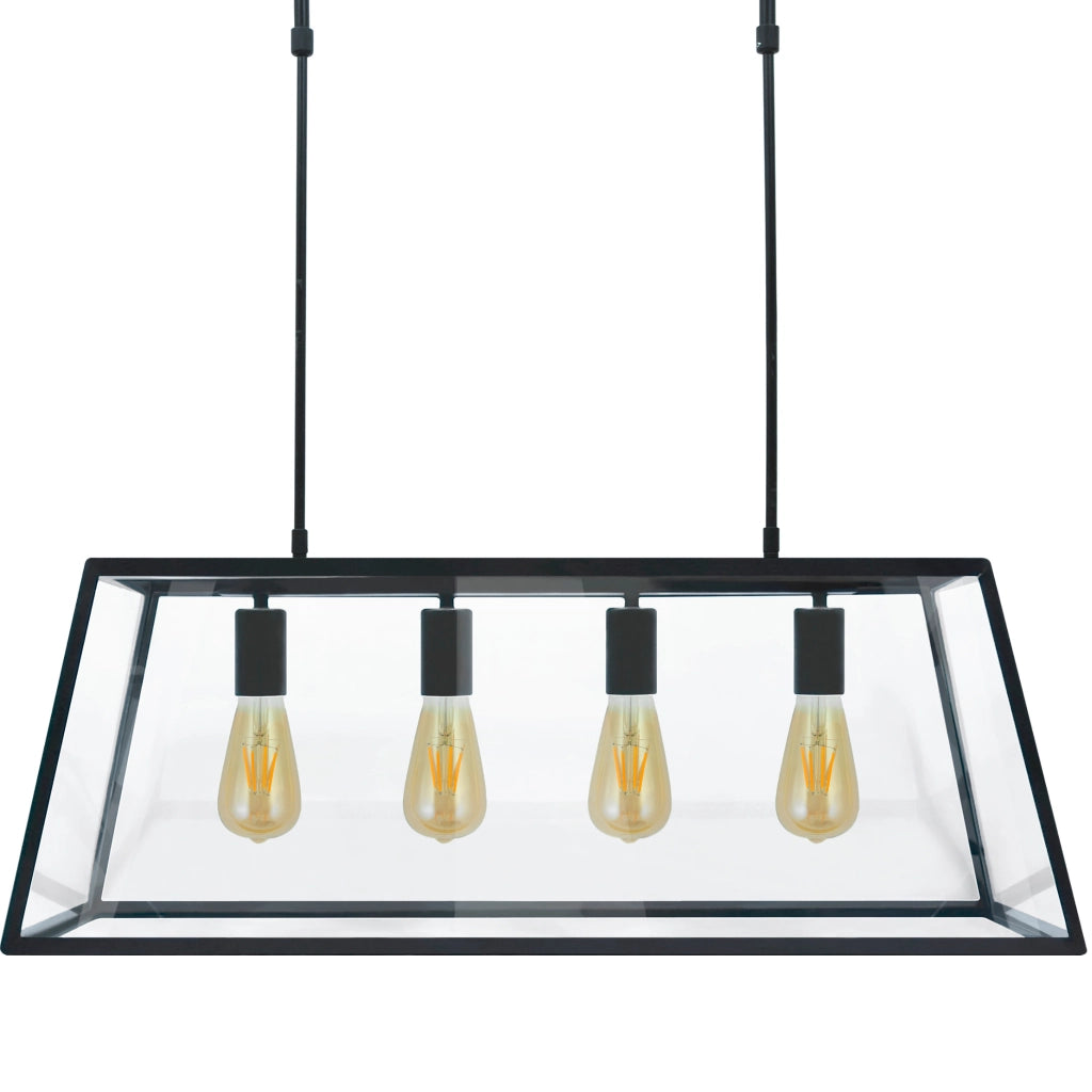 Lampadario Finland nero 4xE27 vetro alluminio Polux