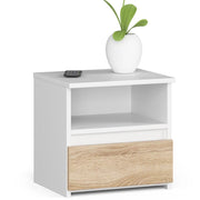 Comodino AKORD CL1 Bianca 40 cm 1 cassetto inserto frontale Sonoma Quercia 40x35x40 cm