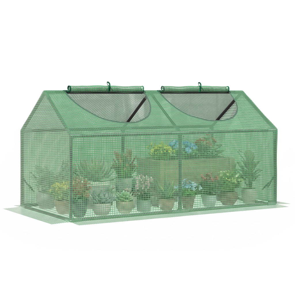 Serra da Giardino con Copertura in PE, Picchetti e Bordi Estesi, 120x60x60cm, Verde