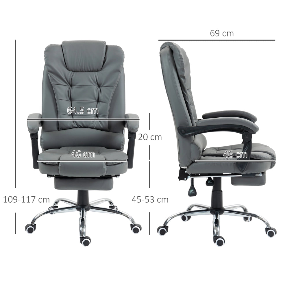 Sedia Ergonomica Reclinabile con Poggiapiedi ¨C Zephmum ¨C Grigio Similpelle