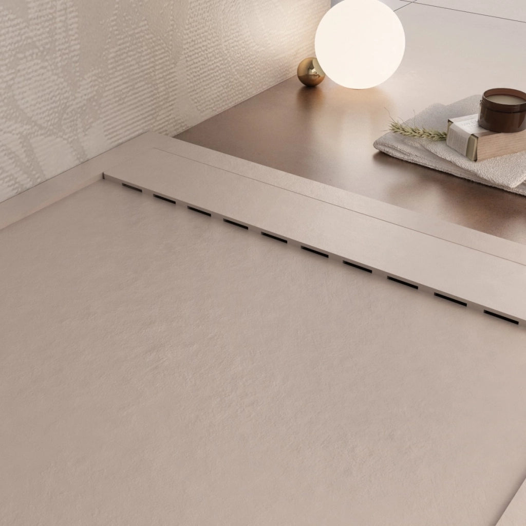 Piatto doccia in marmoresina sabbia effetto pietra cemento prestige, misura 90x200
