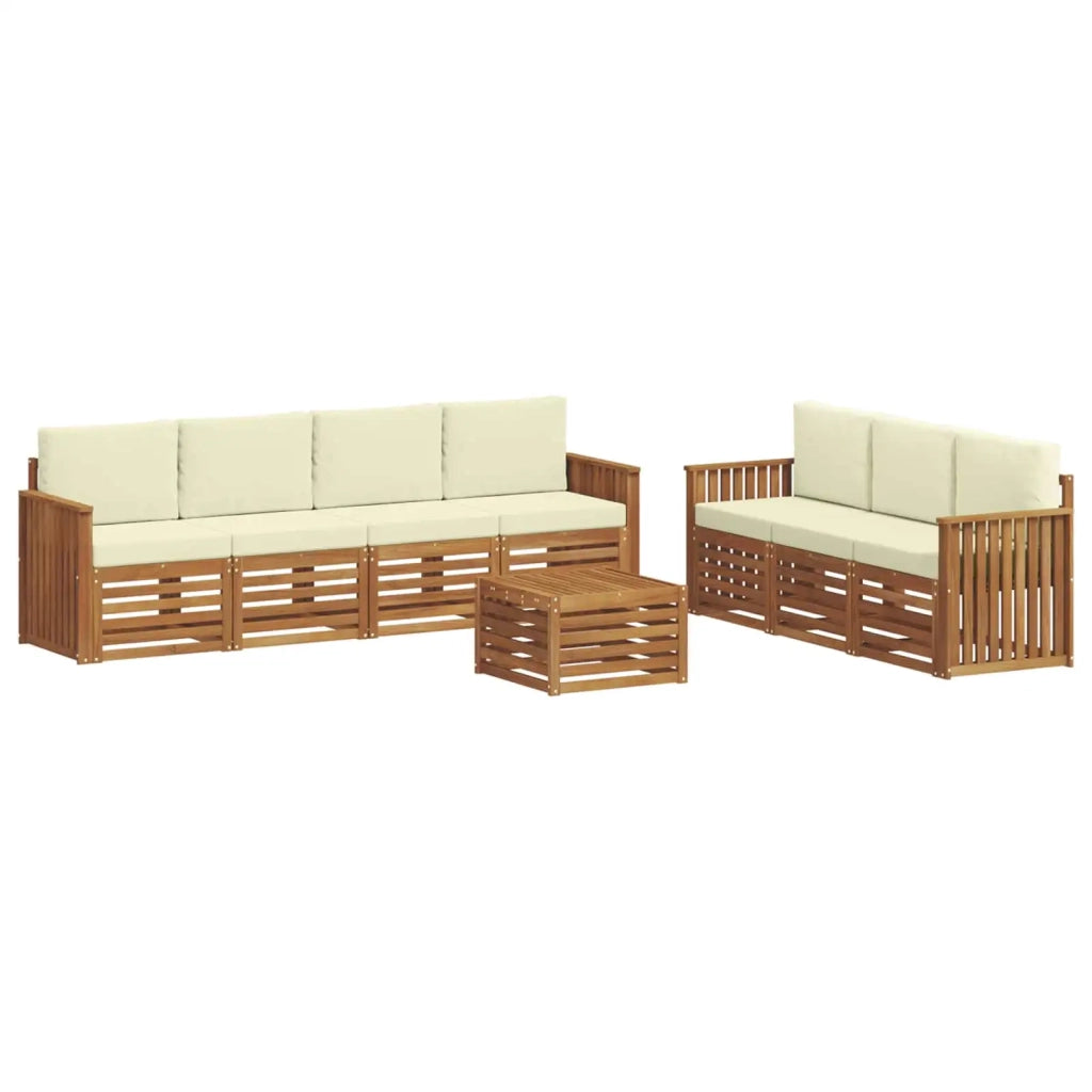 Set divani 8 pcs Naturale e Crema Legno di Acacia Massello 3374485