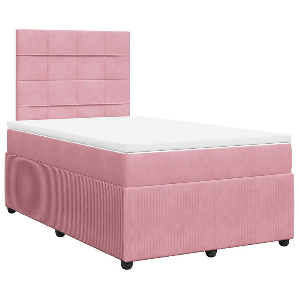 Giroletto a Molle con Materasso Rosa 120x190 cm in Velluto