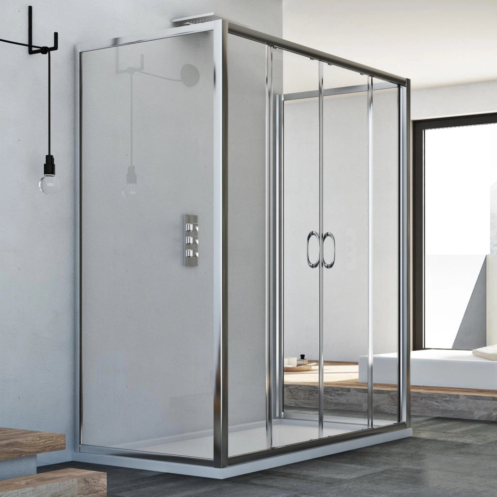 Box Doccia 3 lati 75x120x75 CM H185 trasparente mod. Replay Trio 2 Ante