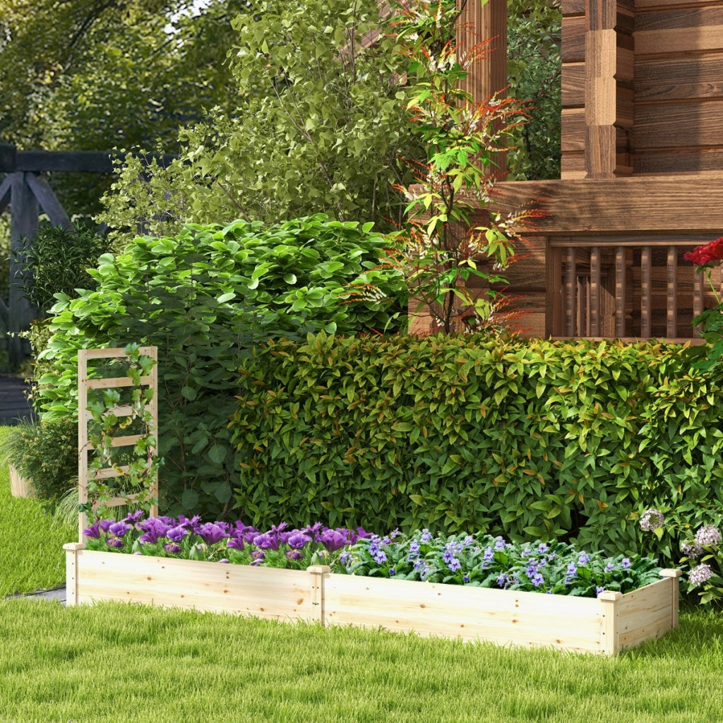 Aiuola da giardino rialzata con fioriera e traliccio, Kit di fioriere in legno per fiori 235x63x102cm Naturale