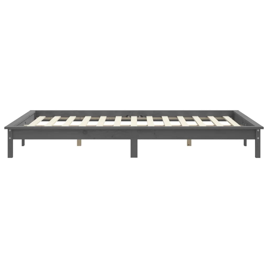 Giroletto-Struttura Letto Grigio 160x200 cm in Legno Massello di Pino
