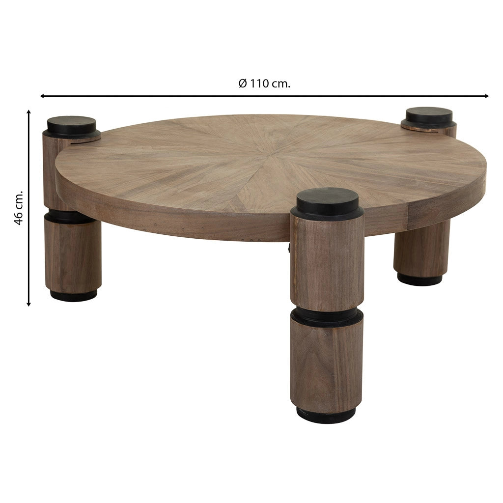 Tavolino da salotto in legno e metallo marrone D110x46