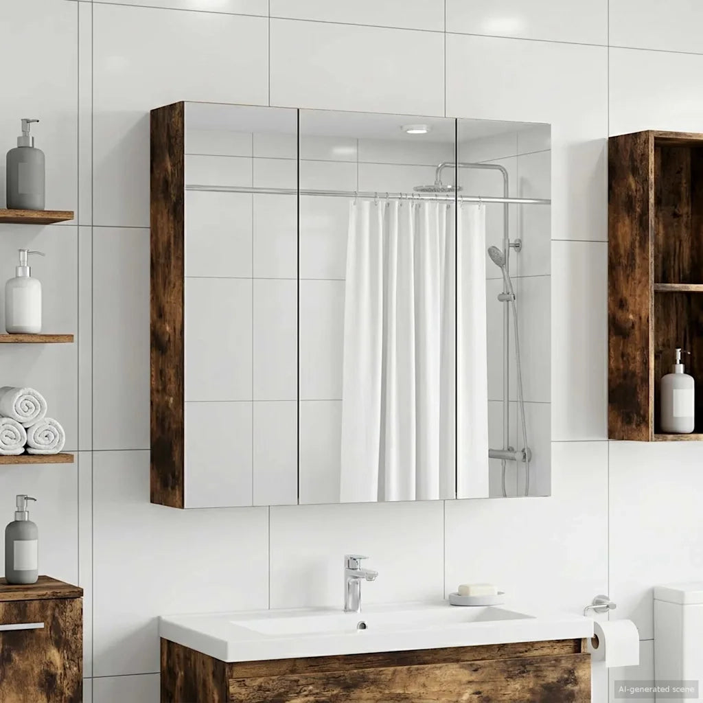 Mobiletto per specchio da bagno Rovere fumé 70 x 14,5 x 70 cm