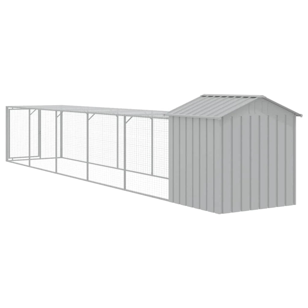 Recinto per pollaio con gabbia per galline con recinto luminoso 117 x 609 x 123 cm acciaio zincato grigio 02_0043960