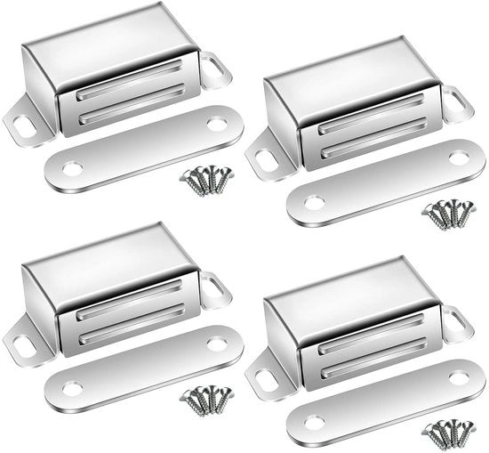Magneetti per porte di armadio - Chiusura forte 14 kg - Magneetti per chiusura porte - Acciaio inossidabile - Magneetti per mobili - 4 pezzi