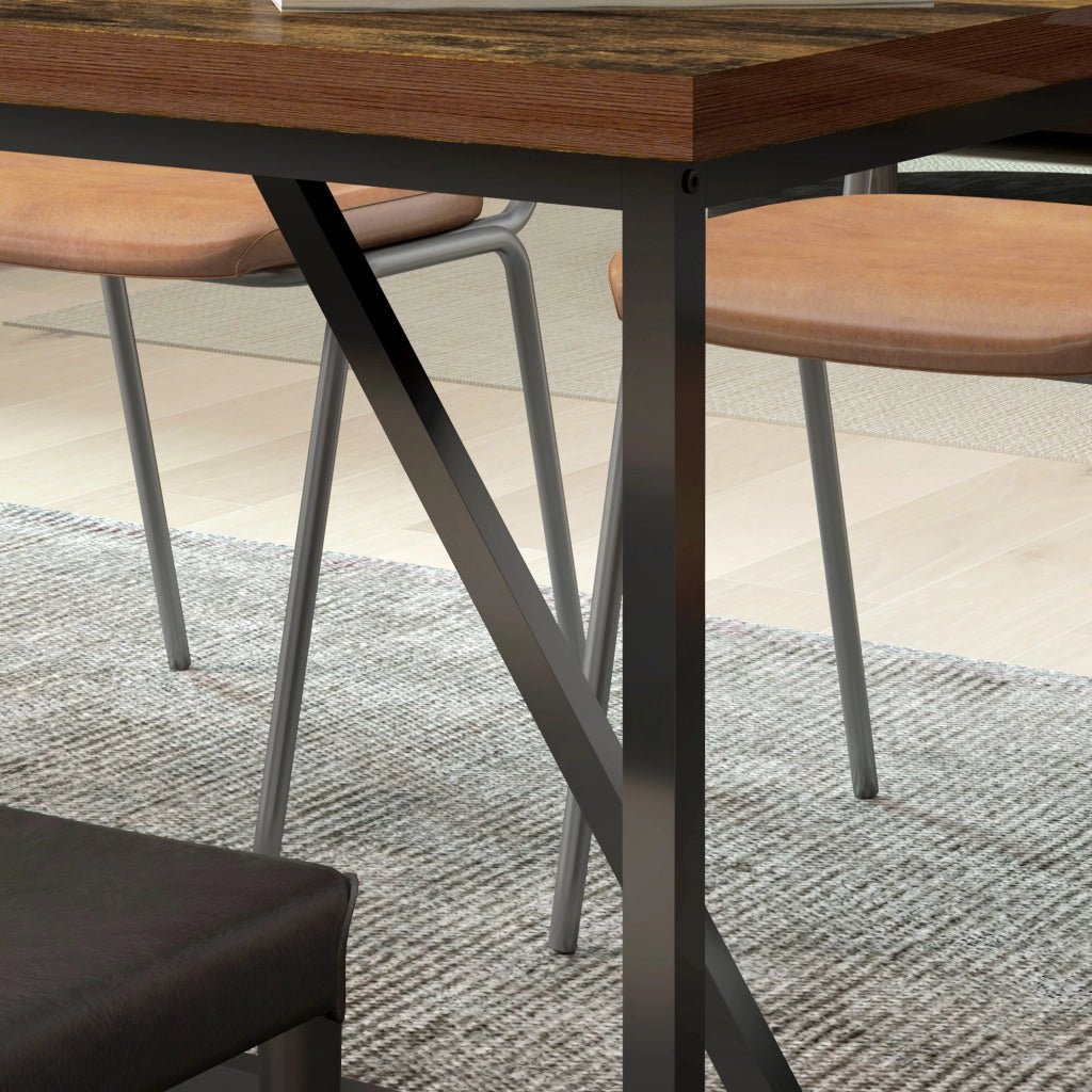 Tavolo da Pranzo Allungabile in Legno e Acciaio ¨C Zephmum ¨C Marrone 150x80x75 cm