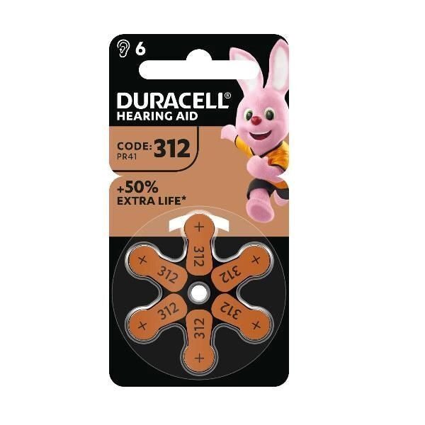 Duracell 81554625 Easy Tab Batterie per Apparecchi Acustici 312 6 Pezzi Senza Mercurio colore Marrone