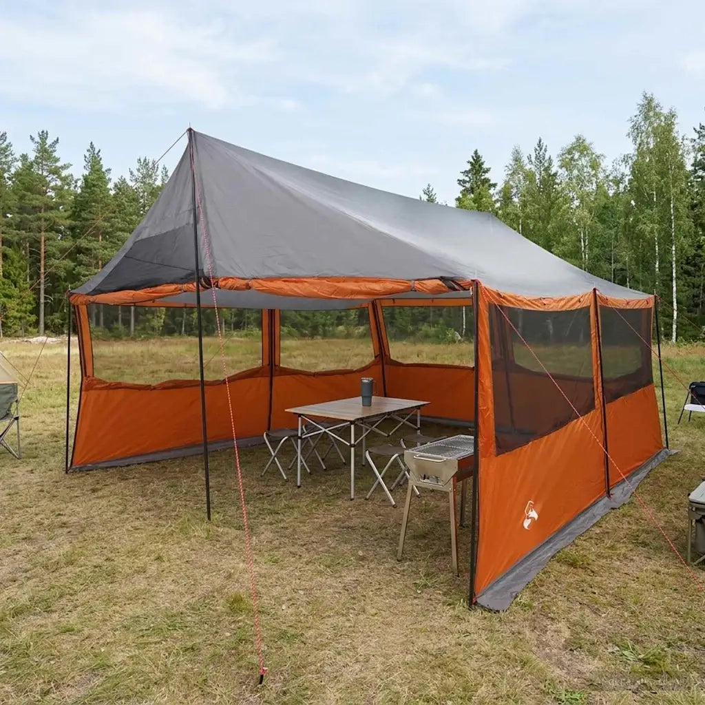 Tenda Familiare con tetto Grigio e arancione 450 x 400 x 265 cm 42028601