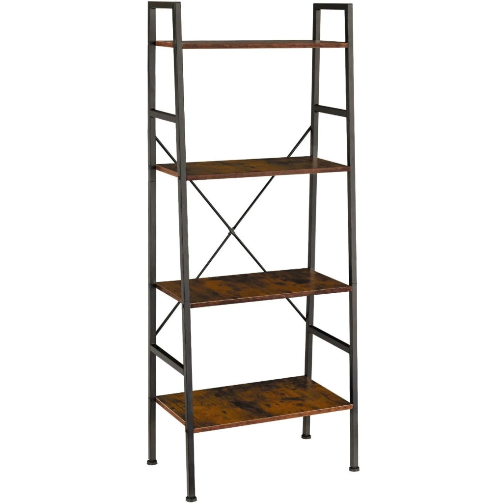 Libreria grande in stile industriale/vintage con 4 ripiani 139 cm marrone 08_0000280