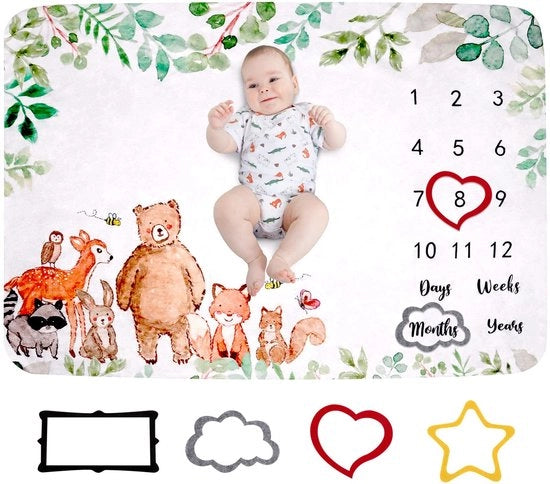 Asciugamano per Bambino Personalizzato - 130 x 100 cm - Design Sesso Neutrale - Crescita Mensile - Asciugamano per Bambino