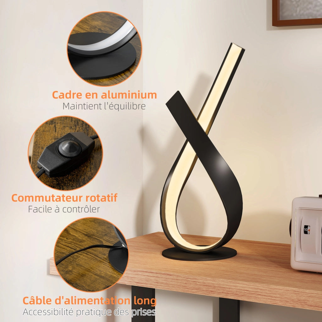 Lampada da tavolo design spirale ¨C zephmum ¨C nero 21x15x43 cm
