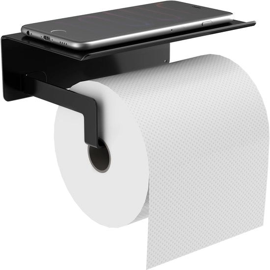 Sostegno per carta igienica - Sostegno per carta igienica autoadesivo senza foratura Sostegno per carta igienica con mensola - Sostegno per carta igienica Nero Sostegno per carta igienica per Parete per Cucina e Bagno
