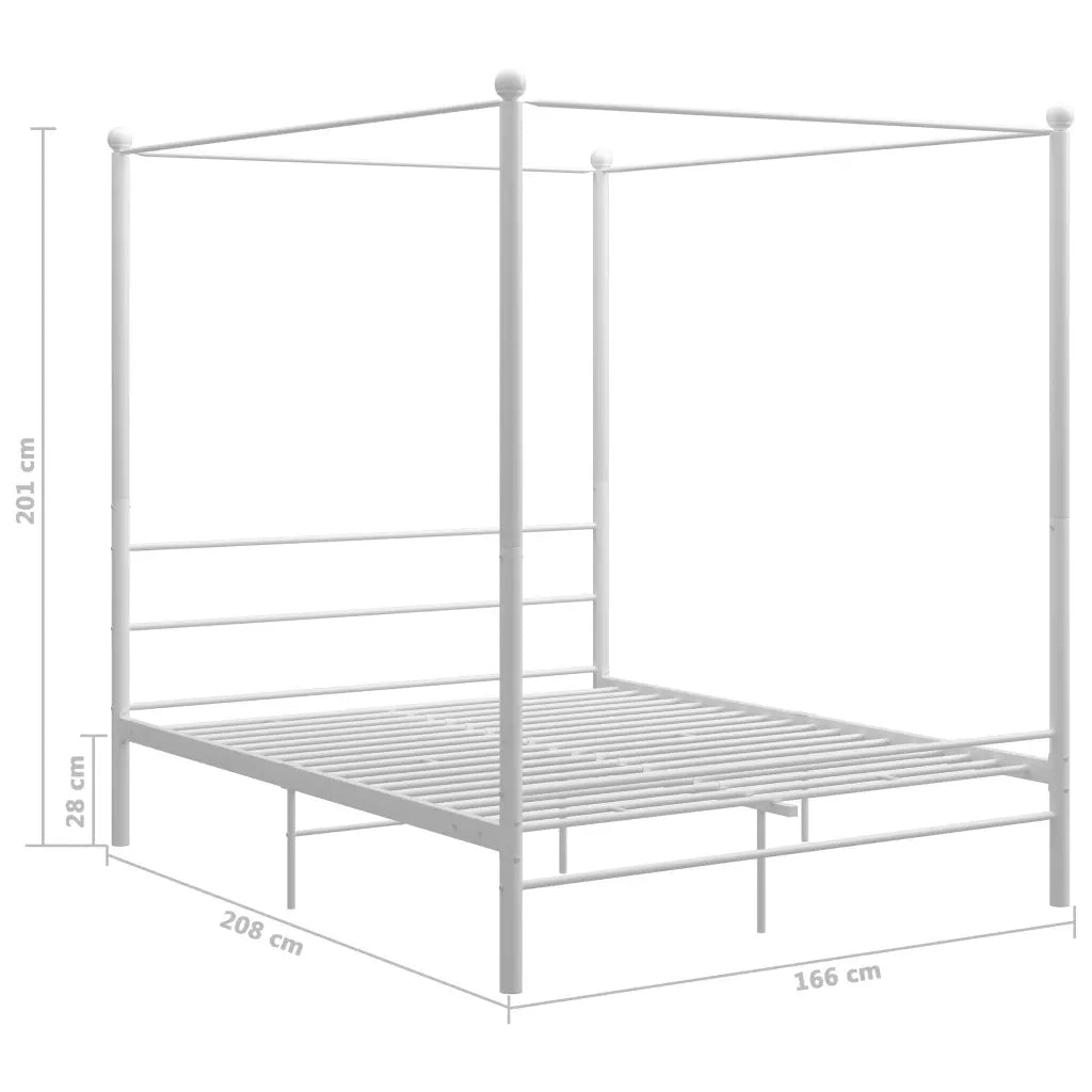 Letto matrimoniale | Letto per adulti | Letto a Baldacchino Bianco in Metallo 160x200 cm