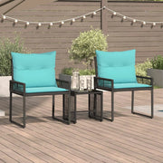 Set di Mobili da Esterno 7 pcs Nero e Turchese polyrattan