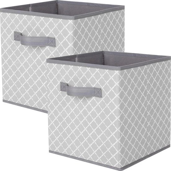 Cassa di archiviazione, 2 pezzi, contenitori di archiviazione pieghevoli, cassa di archiviazione in tessuto a forma di cubo, rete bianca