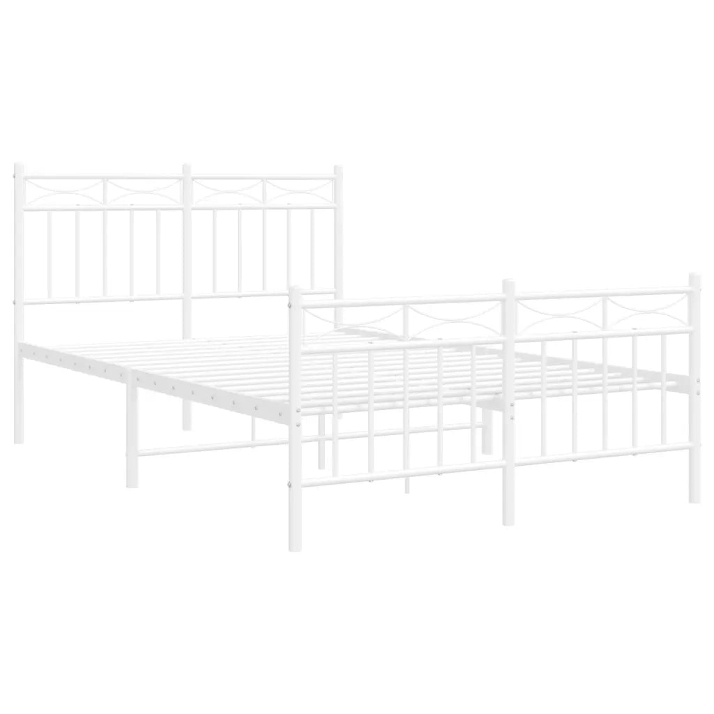 Giroletto con Testiera e Pediera Metallo Bianco 120x190 cm 373755