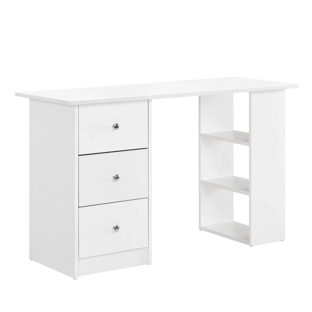 Scrivania/postazione di lavoro in legno rivestito in melaminico bianco 120 x 49 x 72 cm 03_0001179