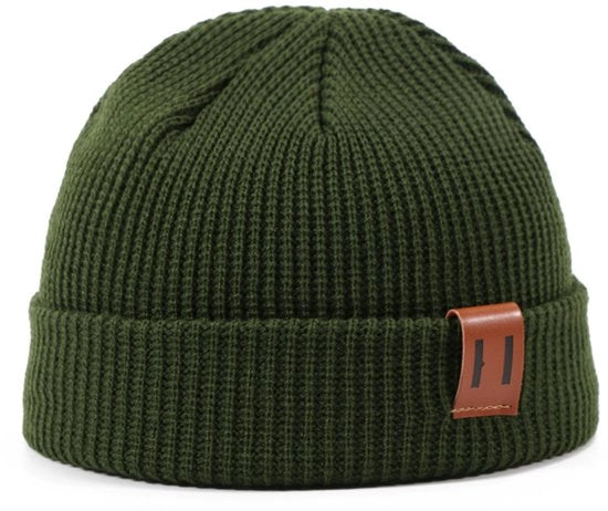 Mantello per bambini, cappello caldo e neutro per signore e signori, cappello intrecciato con morbida elasticità, misura del capo 55-60 cm, verde oliva scuro