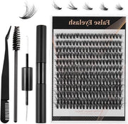 Kit di estensione ciglia 4 in 1 con 240 pezzi ciglia - D Mix curva - 8-16mm - set di estensione ciglia DIY per principianti per uso domestico