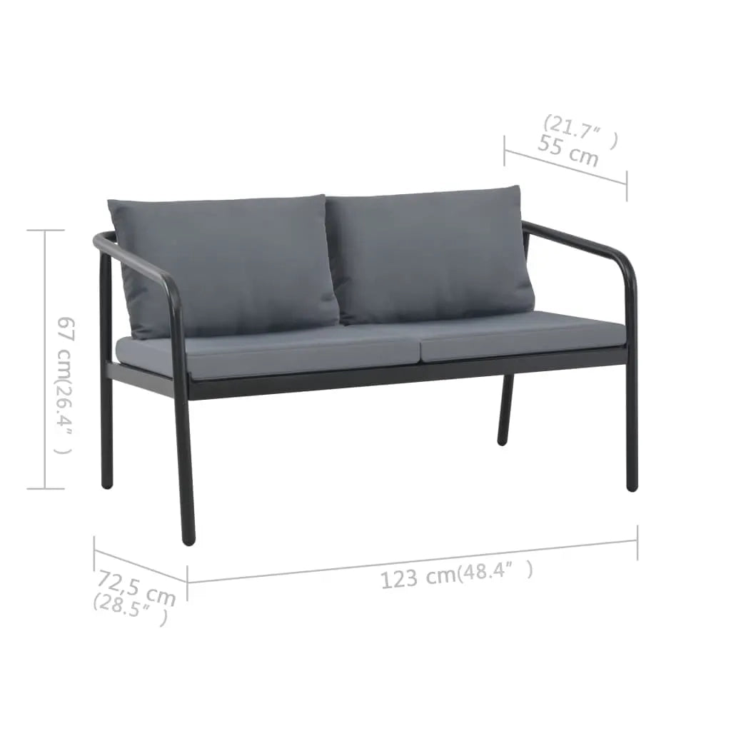 Divano da Giardino a 2 Posti-Sofa da giardino con Cuscini Grigio in Alluminio
