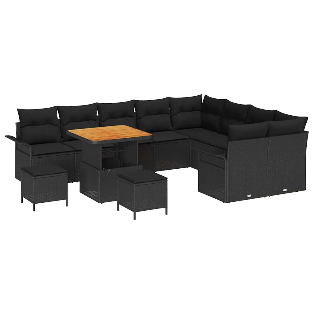 Set Divano da Giardino con cuscino con cuscino 12 pcs Nero 3364119
