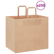 Sacchetti di Carta 250 pz con Manici Marrone 32x22x28 cm