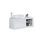 Mobile bagno sospeso ISORA – 1 lavabo – 2 porte – 92 cm – Bianco lucido – Design moderno