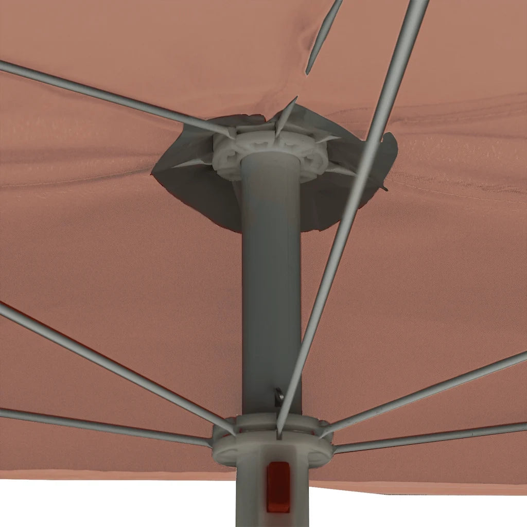 Ombrello | Parasolne Semicircolare da Giardino e Palo 180x90cm Terracotta