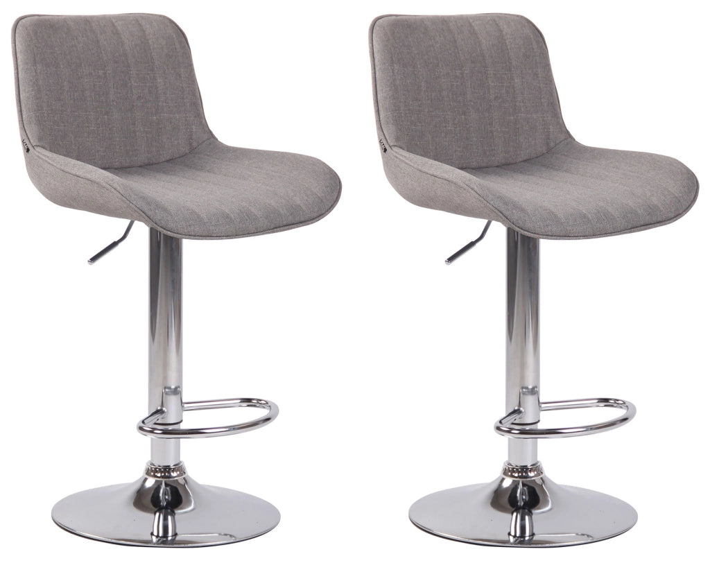Set di 2 sgabelli da bar Lentini in tessuto grigio,cromo