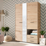Armadio Camera da Letto Molare, Guardaroba 3 Ante Appendiabiti, 127.5x54 cm Marrone Rovere Nodi