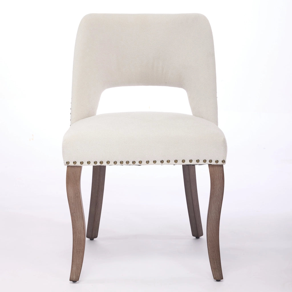 Sedie da Pranzo in Legno Set 2 Pezzi ¨C MINIMAL ¨C Imbottite Tessuto Beige, Stile Moderno
